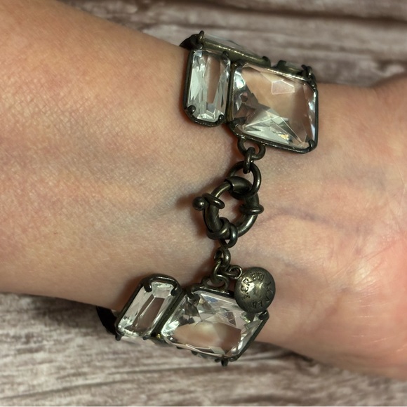 J.Crew Bronze Tone Clear Crystal Bracelet 7-3/4” - Picture 2 of 11